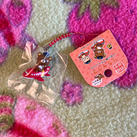 San-x Rilakkuma Red Airplane Vintage Gotochi Phone Charm