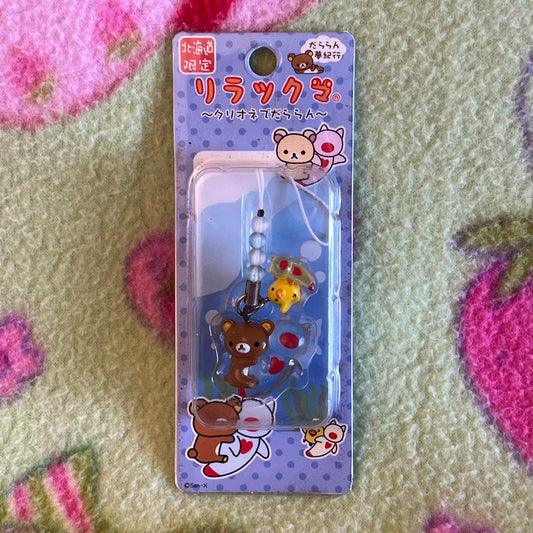 San-x Rilakkuma and Kiiroitori Sea Angel Vintage Gotochi Keychain