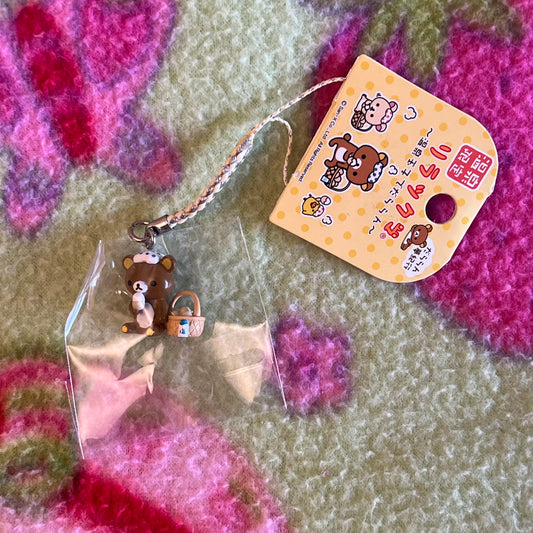 San-x Rilakkuma Egg Basket Vintage Gotochi Phone Charm