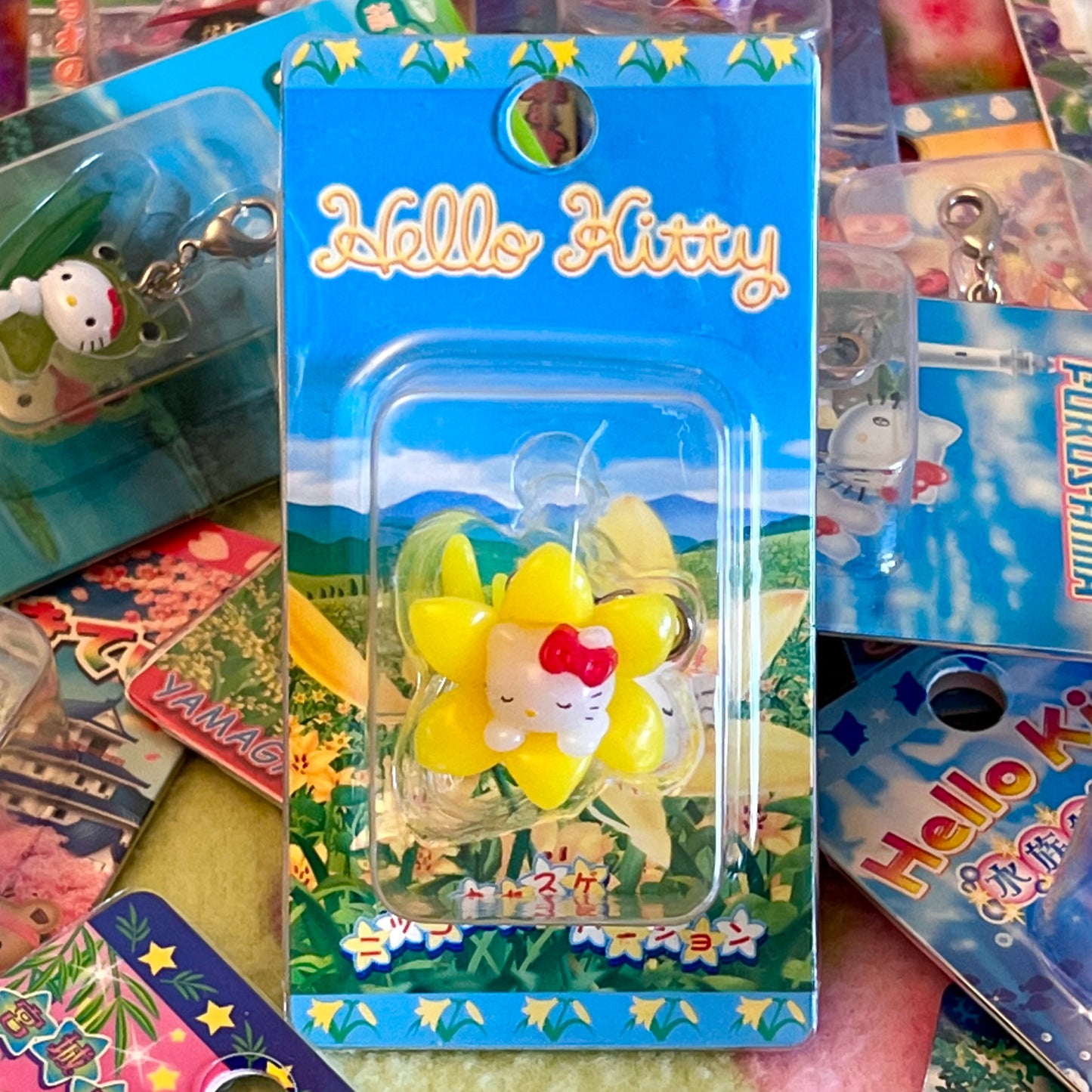 Hello Kitty Yellow Flower Vintage Gotochi Phone Charm