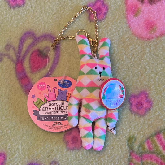 Craftholic Kyoto Candy Striped Rab Vintage Gotochi Keychain Plush