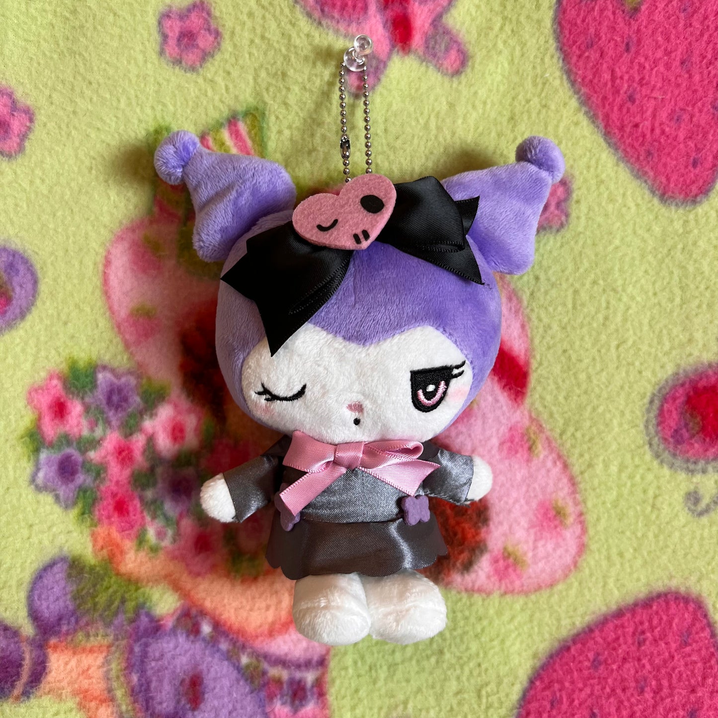 Kuromi Winking Grey Dress Prize Keychain Plush 6" Sanrio Japan Lottery Plush