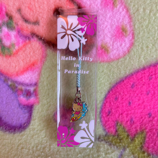 Sanrio Hello Kitty in Paradise Surfboard Tan Hawaii Vintage Gotochi Phone Charm